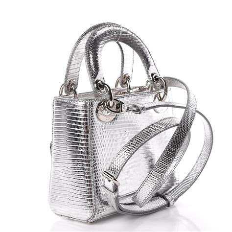 lady dior mini silver|CHRISTIAN DIOR Metallic Patent Micro.